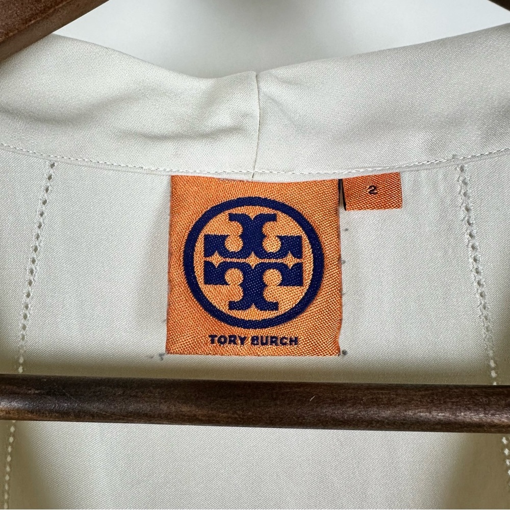 TORY BURCH Jasmine 100% Silk Shell Cow Neck Tank Top Ivory Cream - Picture 5 of 8